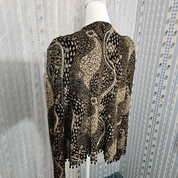 Lot - MSK XL Black Gold Paisley Open Front Cardigan + Chico’s Size 1 Tunic - Picture 4 of 7